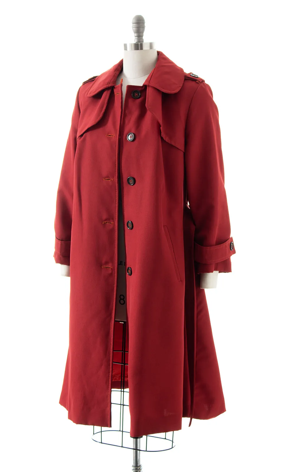 1970s Burgundy Belted Trench Coat | medium/large