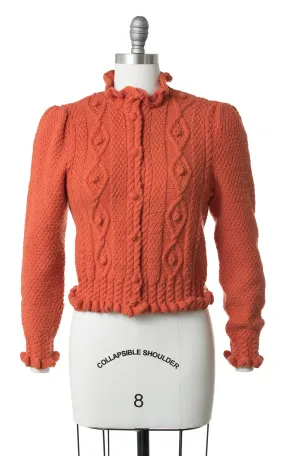1970s Burnt Orange Knit Cardigan | small/medium