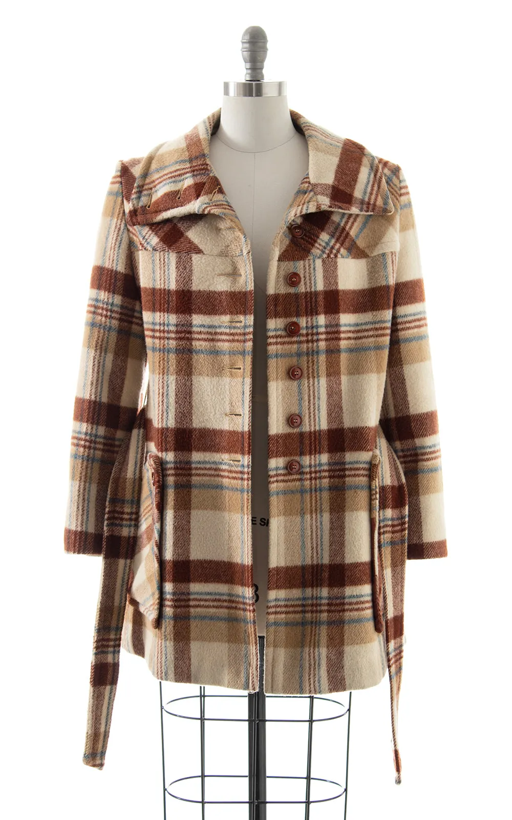 1970s Plaid Belted Coat | small