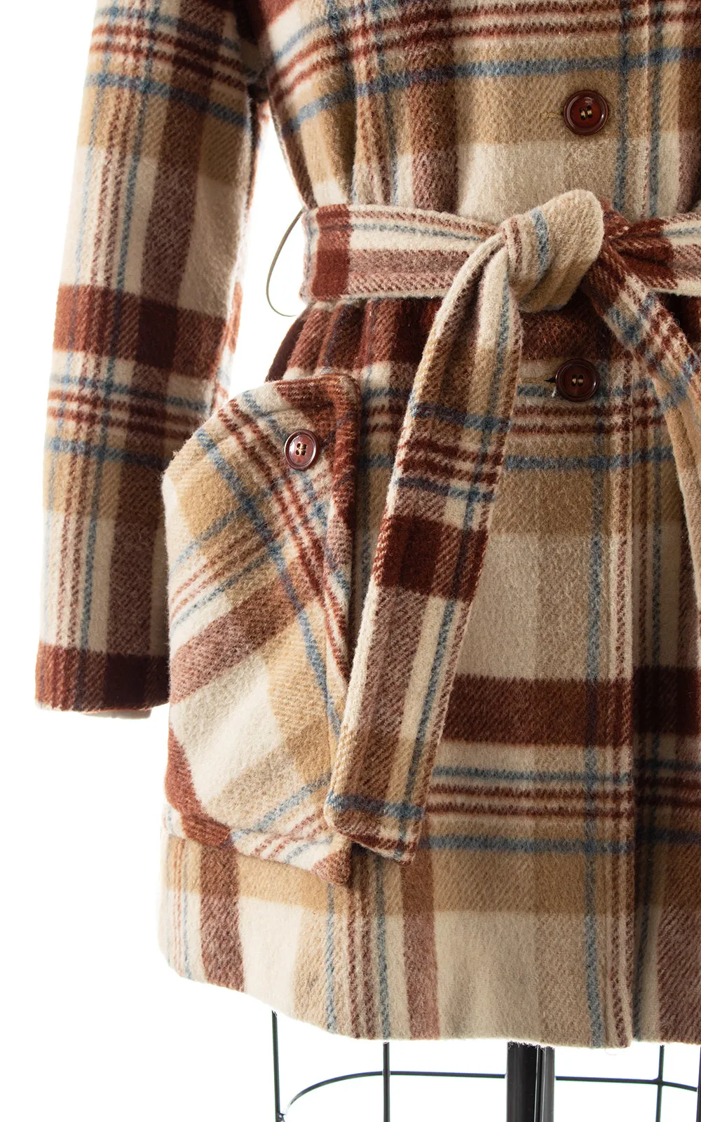 1970s Plaid Belted Coat | small