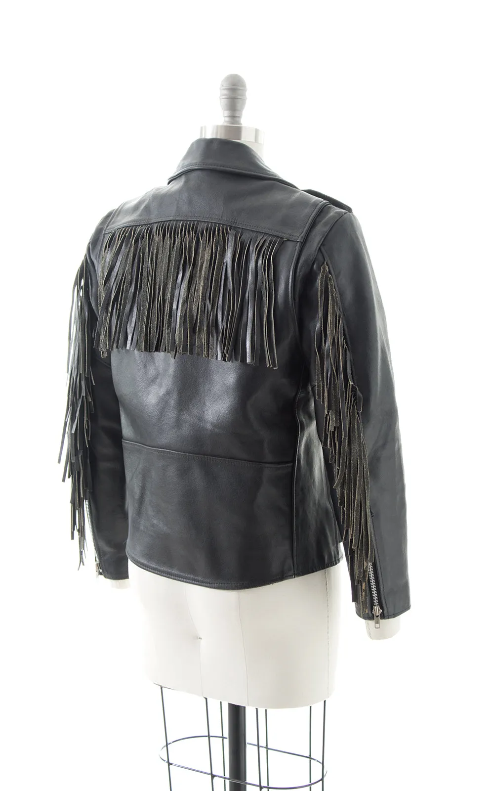 1980s 1990s Fringe Leather Moto Jacket | medium