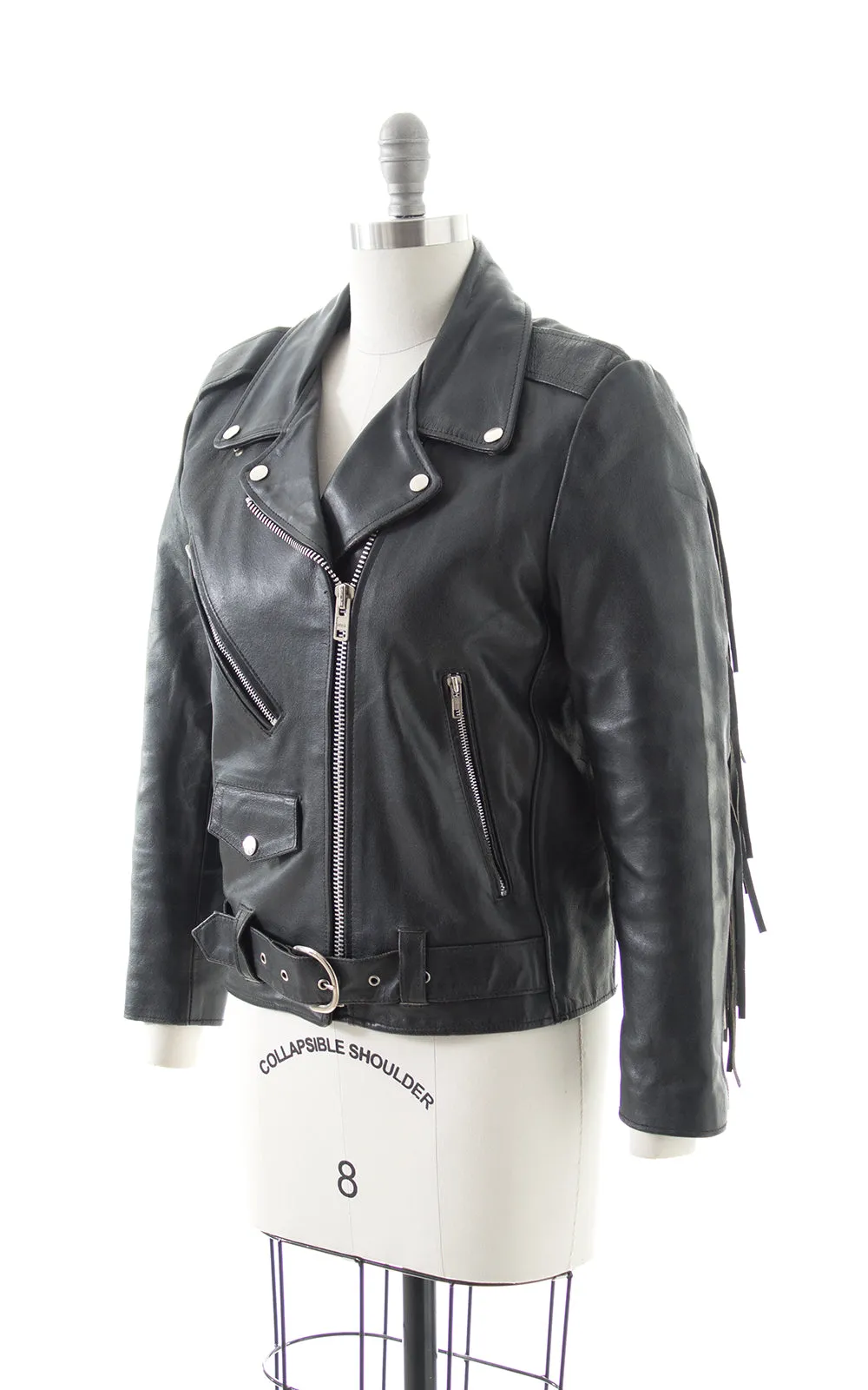 1980s 1990s Fringe Leather Moto Jacket | medium