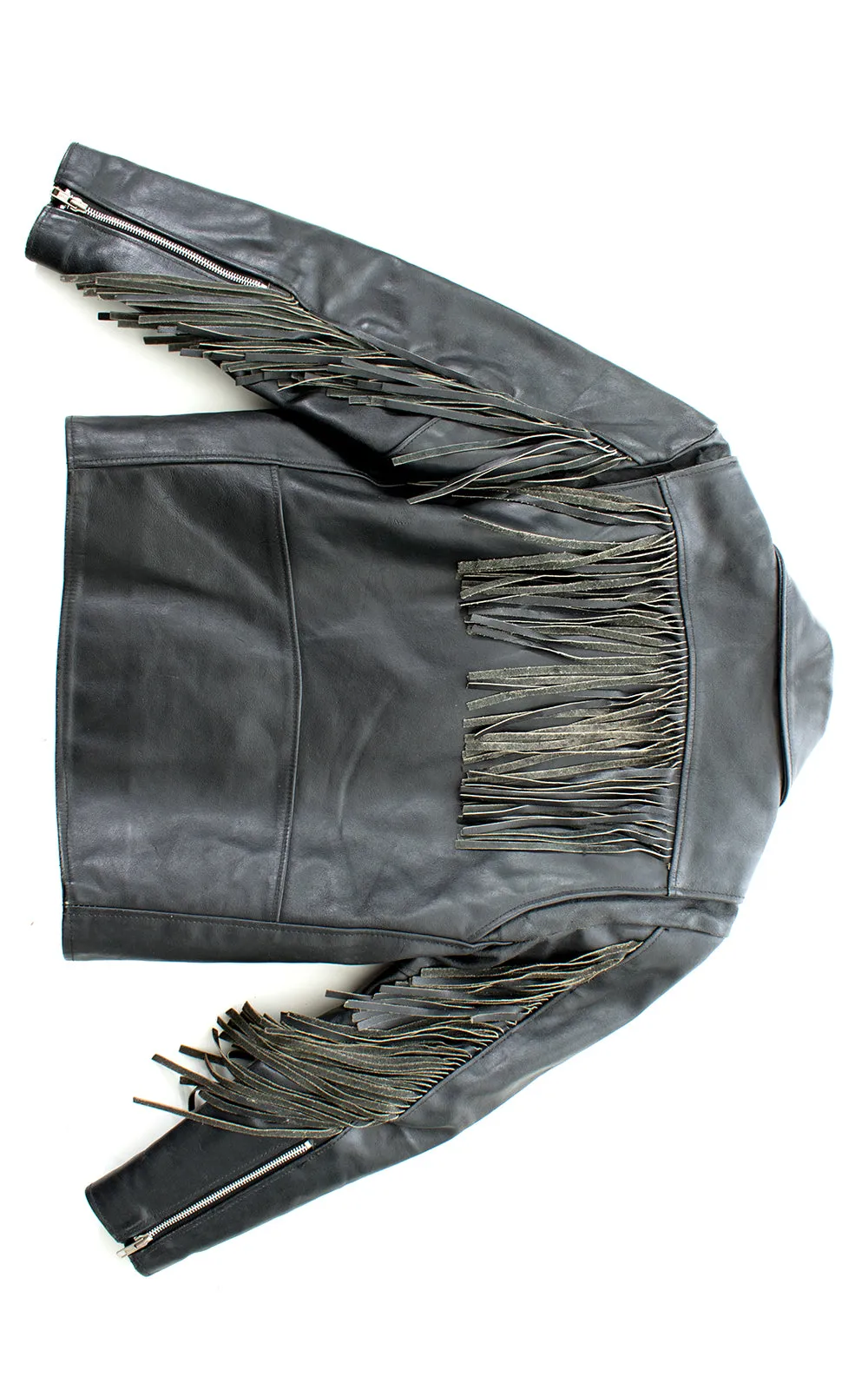 1980s 1990s Fringe Leather Moto Jacket | medium