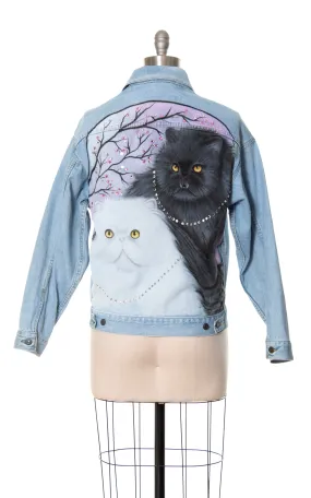 1990s Cat Novelty Print Hand-Painted Jean Jacket | large/x-large