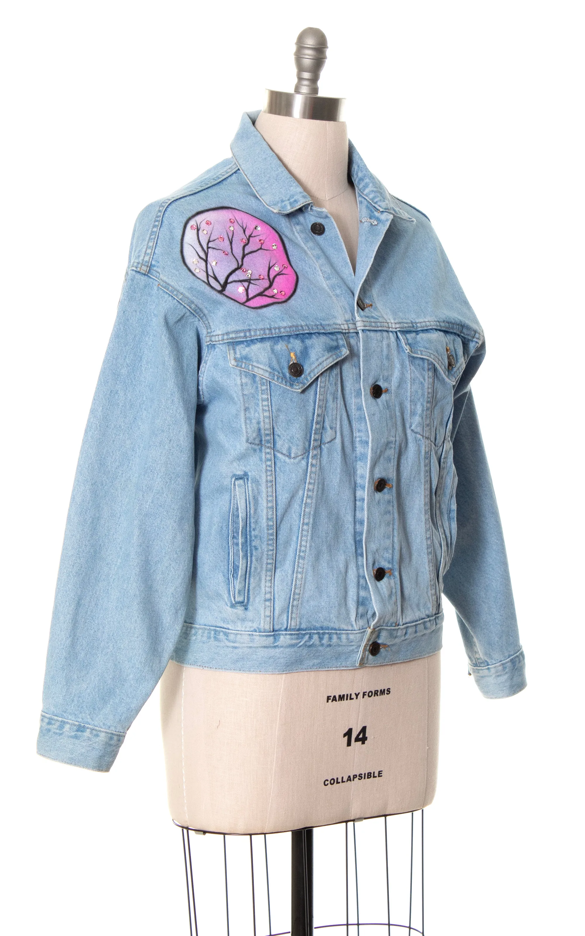 1990s Cat Novelty Print Hand-Painted Jean Jacket | large/x-large