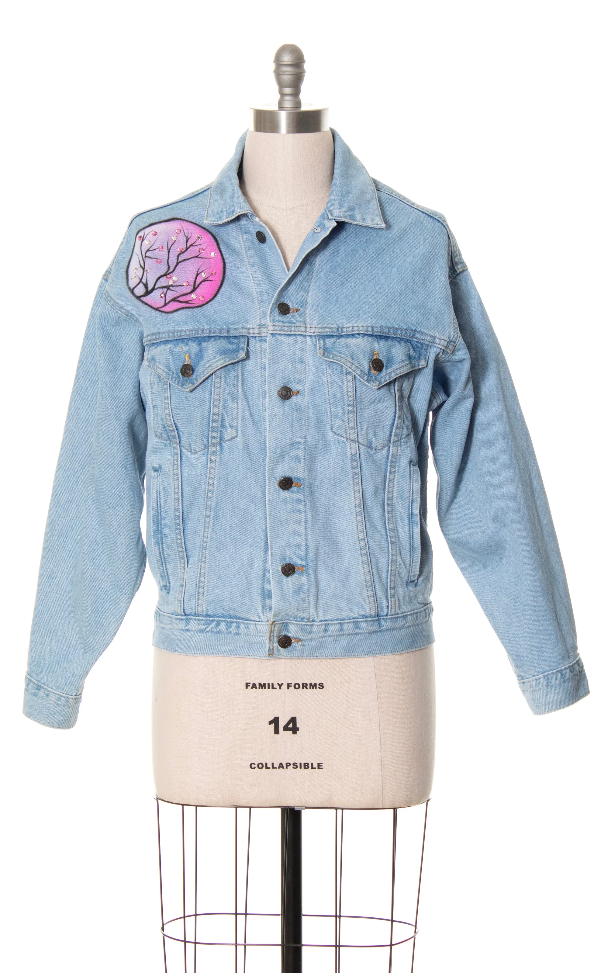 1990s Cat Novelty Print Hand-Painted Jean Jacket | large/x-large