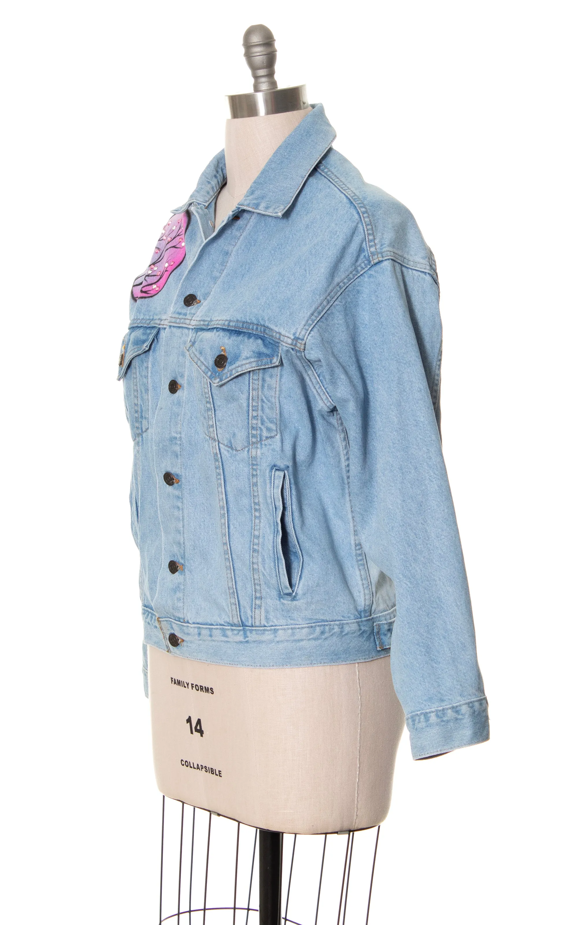 1990s Cat Novelty Print Hand-Painted Jean Jacket | large/x-large