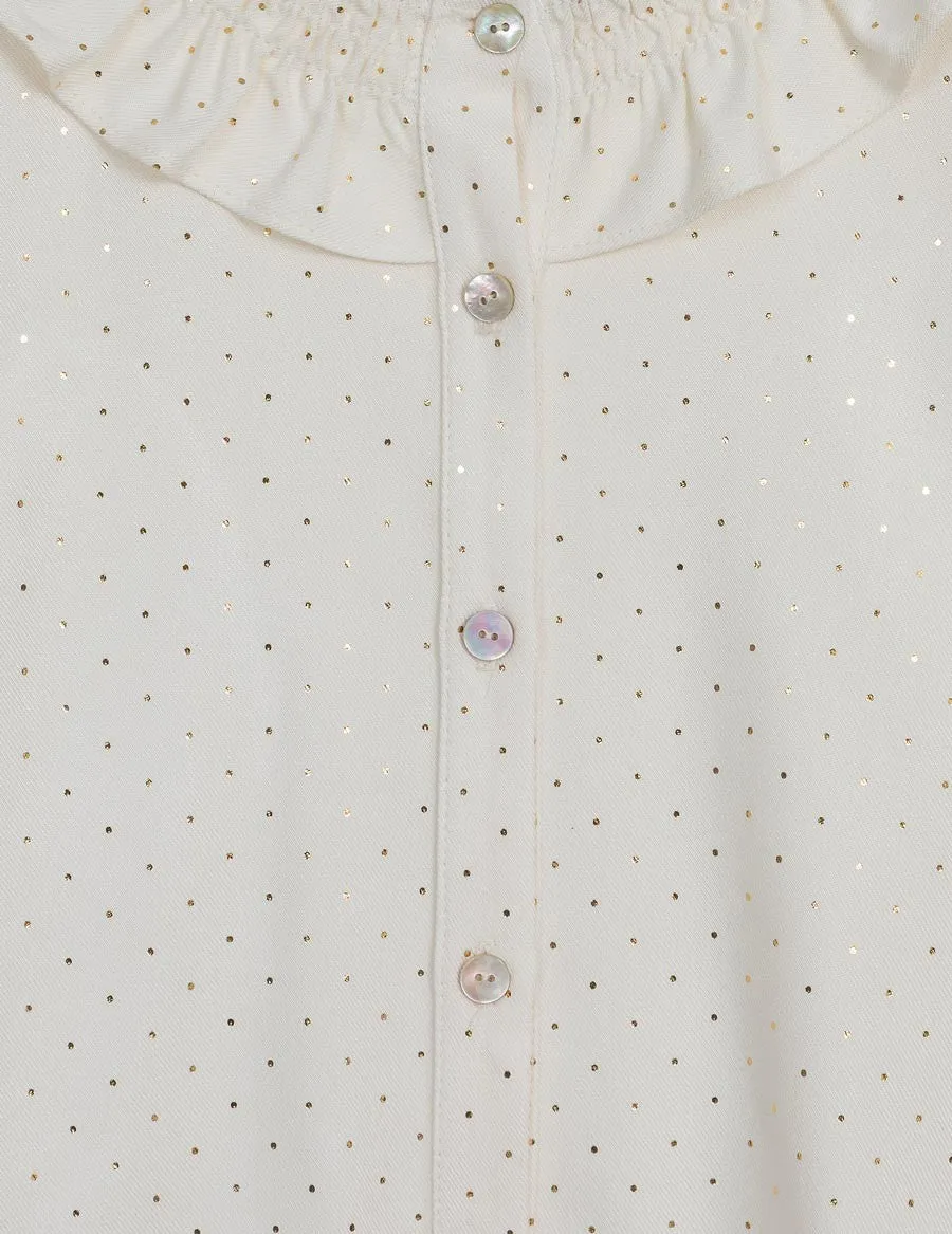 Abel & Lula Girls Cream Printed Polka Dots Blouse