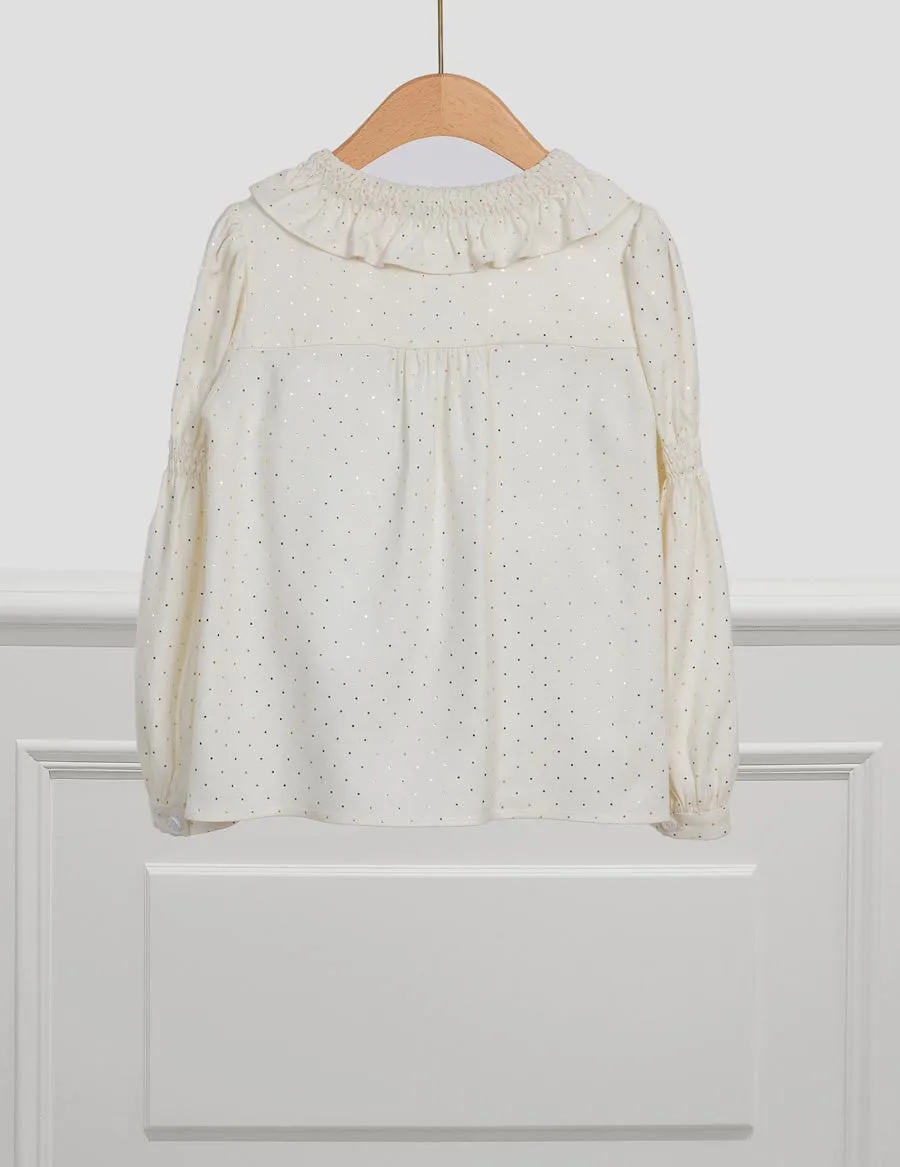 Abel & Lula Girls Cream Printed Polka Dots Blouse