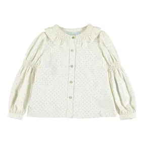 Abel & Lula Girls Cream Printed Polka Dots Blouse