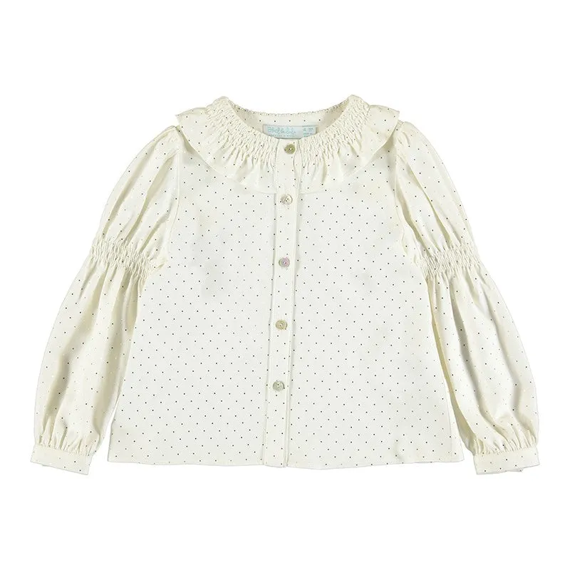Abel & Lula Girls Cream Printed Polka Dots Blouse