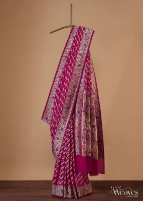 Azalea Pink Saree In Georgette With Banarasi Zari With Meena Work Border And An Unstitched Blouse