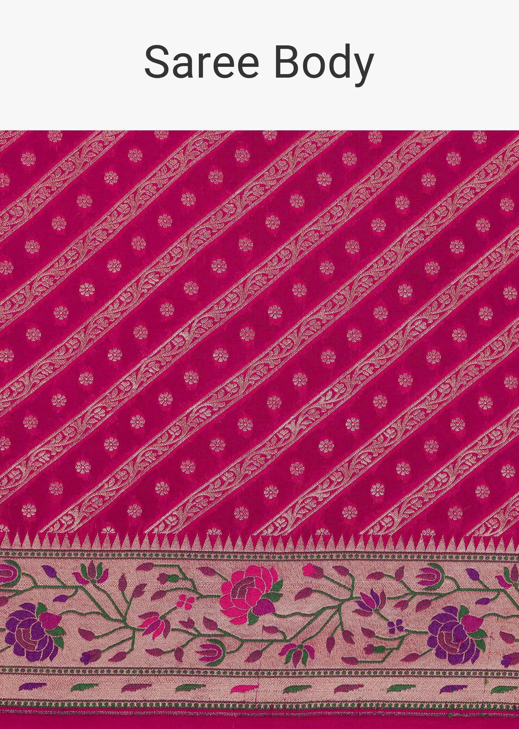 Azalea Pink Saree In Georgette With Banarasi Zari With Meena Work Border And An Unstitched Blouse