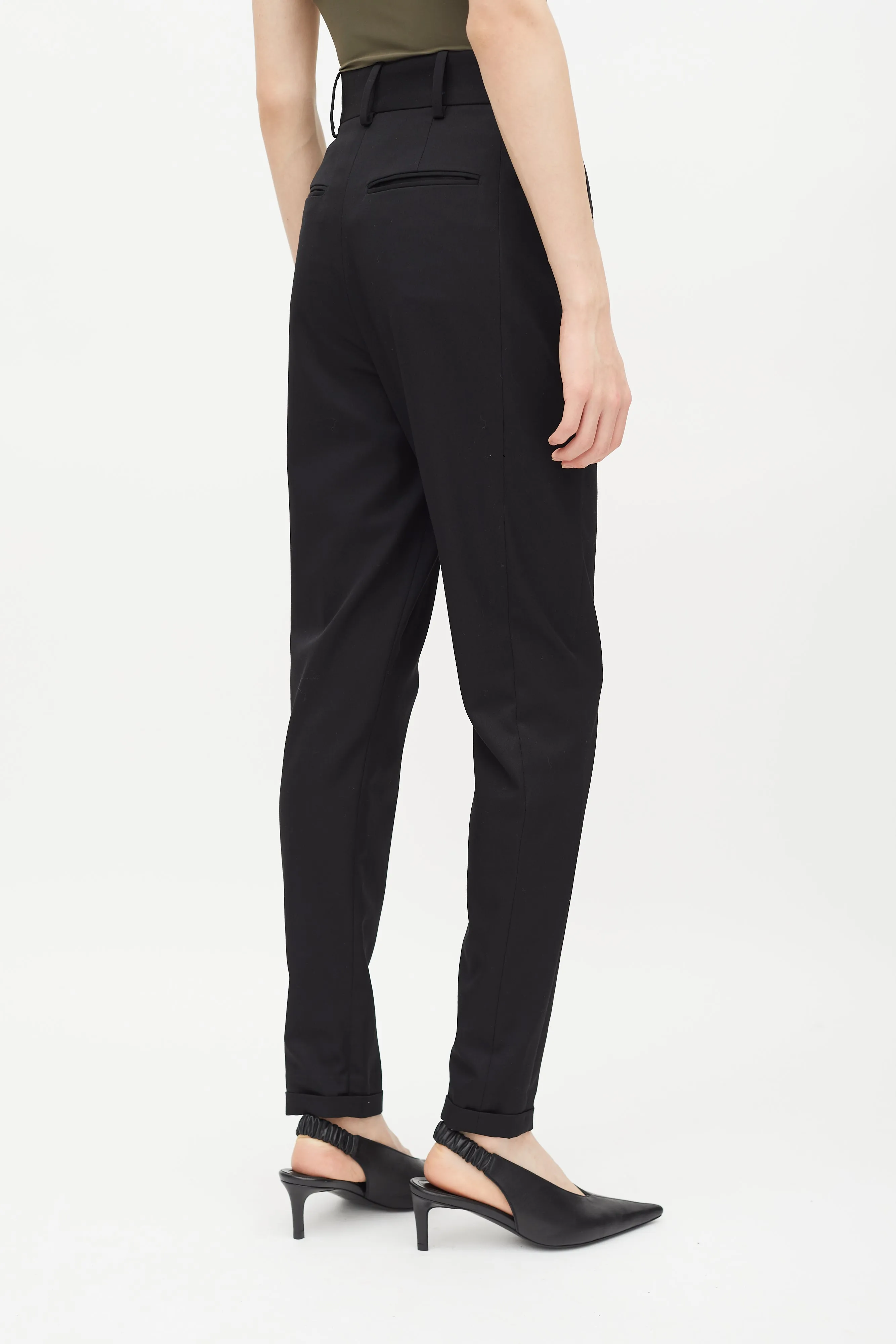 Black High Rise Tapered Trouser