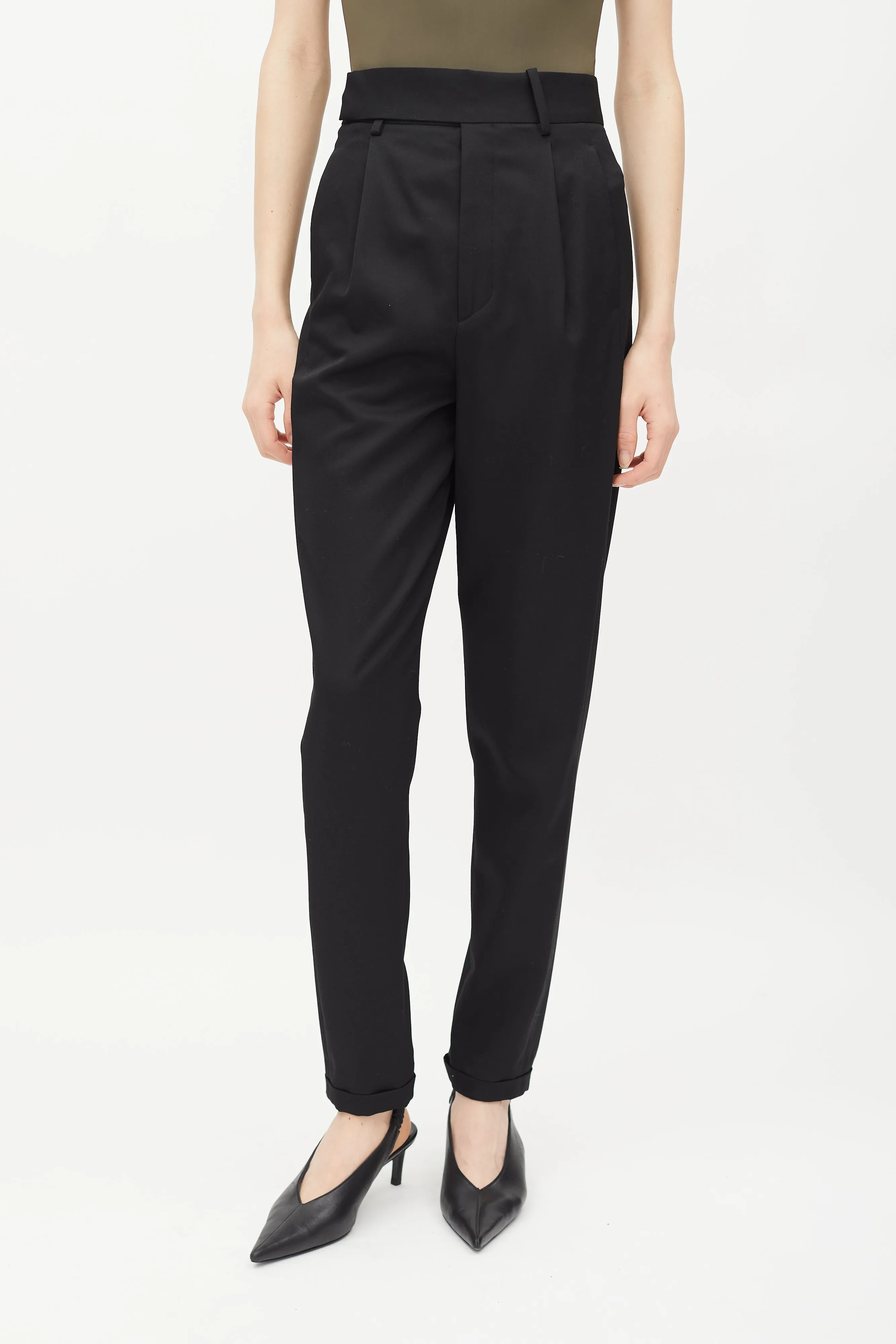 Black High Rise Tapered Trouser