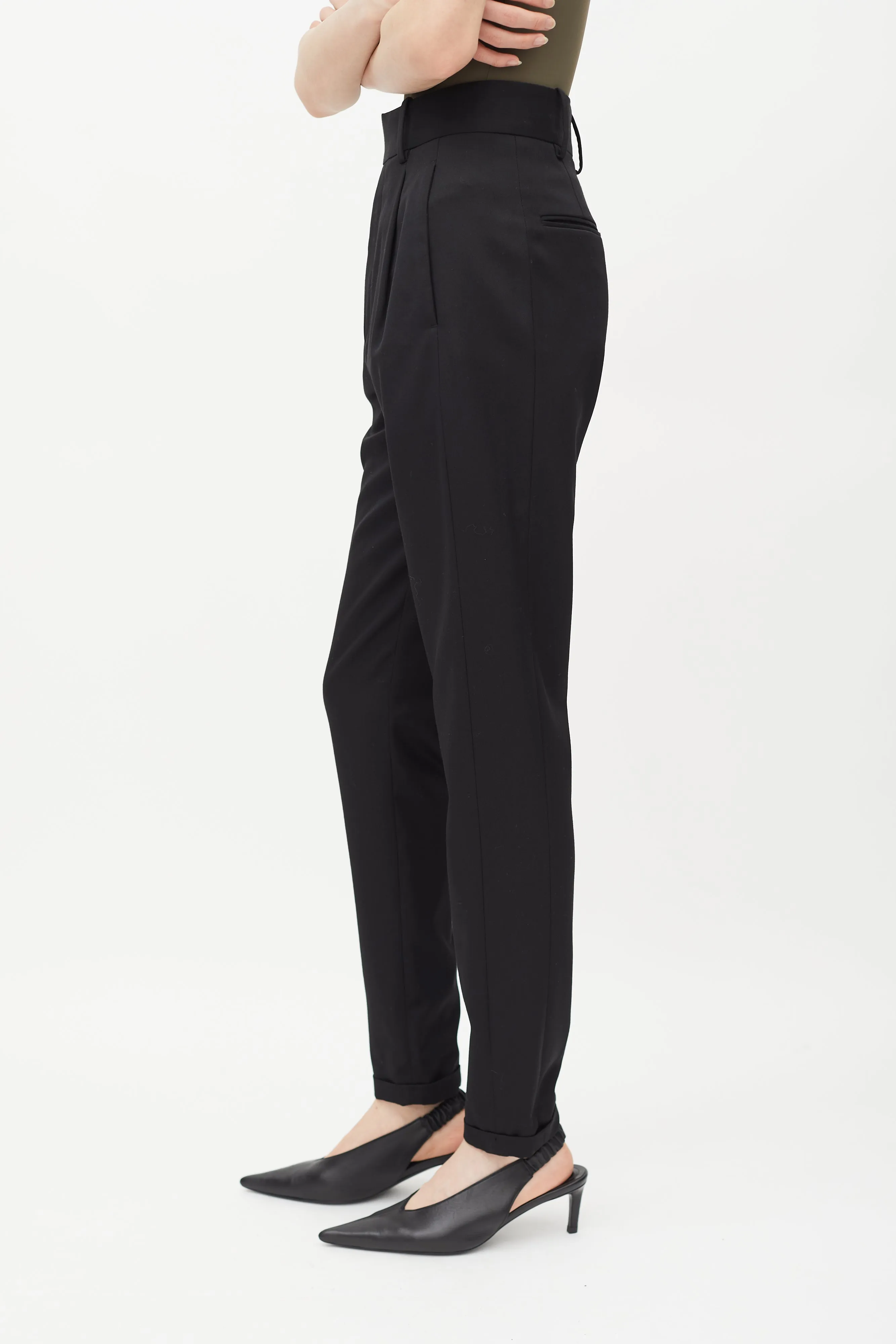 Black High Rise Tapered Trouser