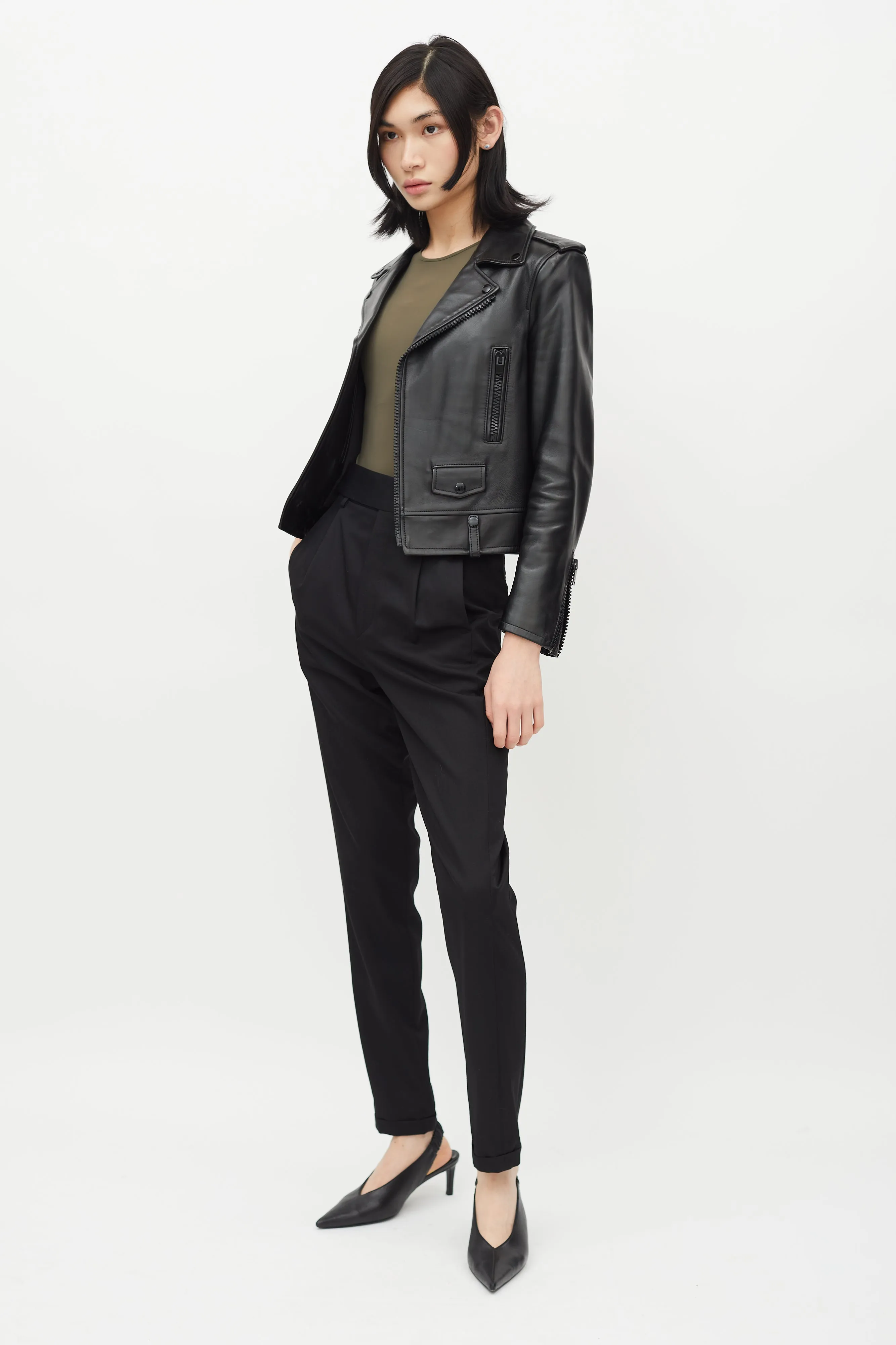 Black High Rise Tapered Trouser