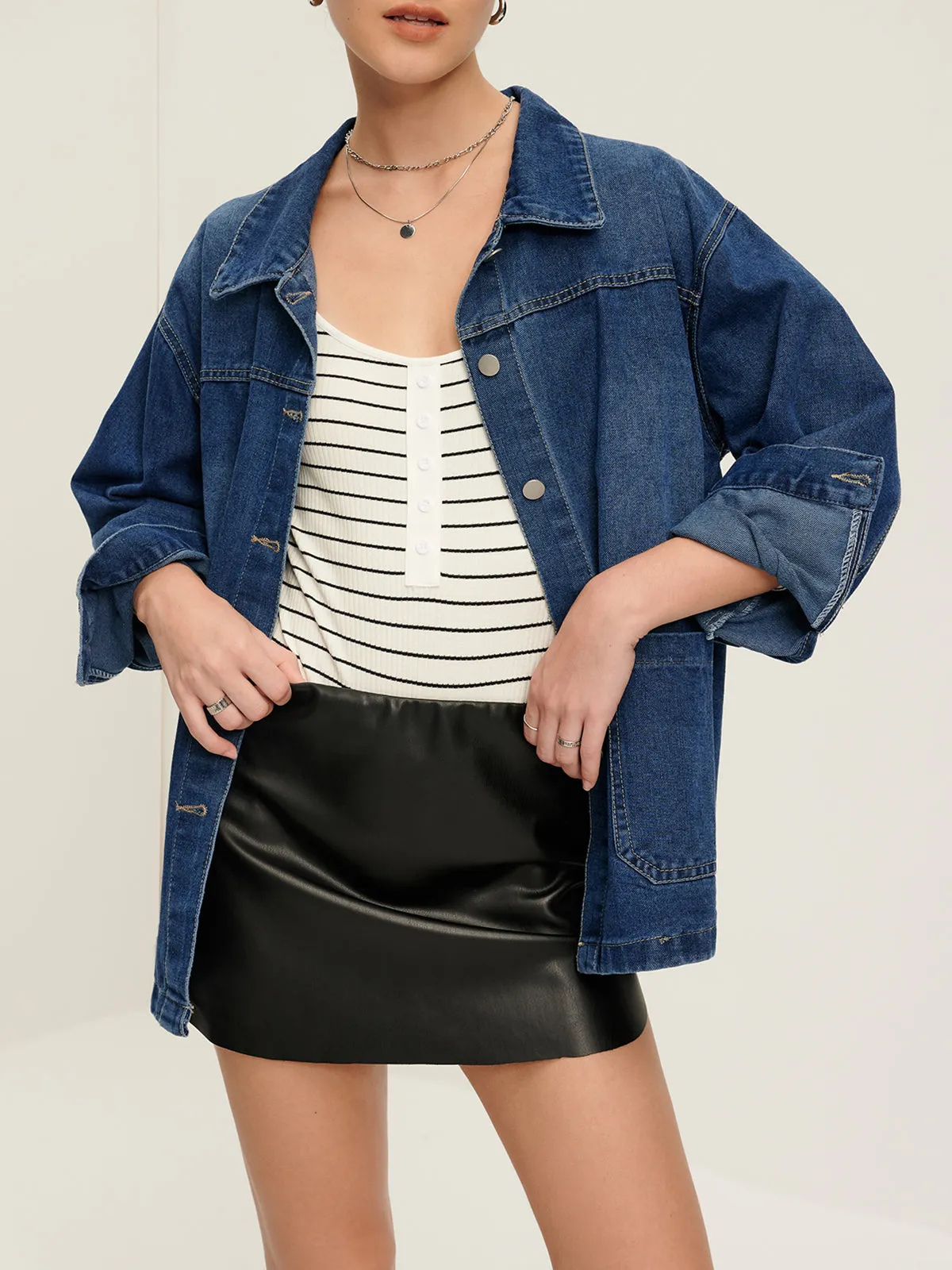 Casual Breasted Lapel Denim Jacket