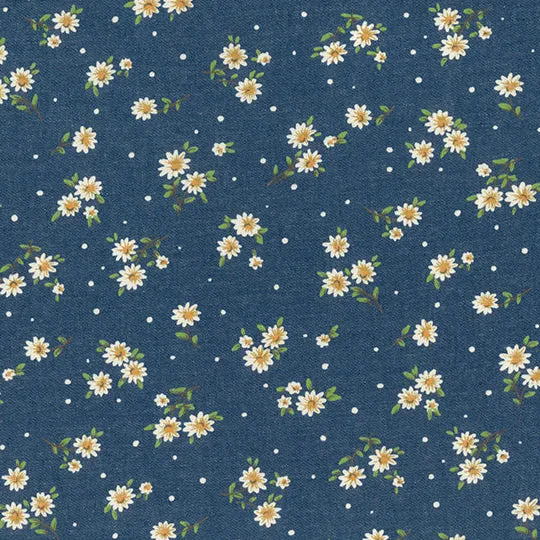 Daisies Printed Chambray Denim Fabric
