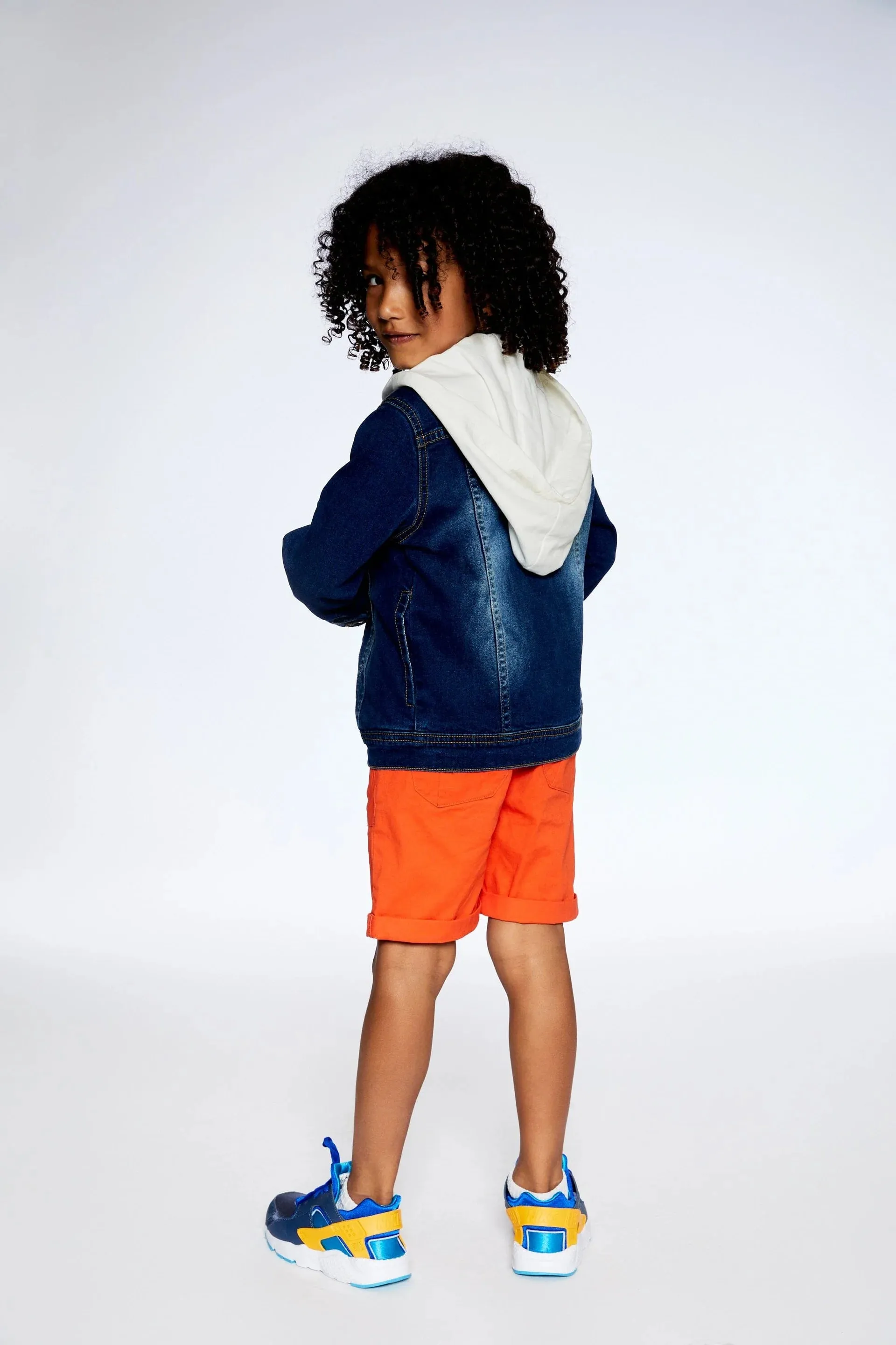 Deux Par Deux Boys Denim Jacket with Hood  F30U50  Navy Denim *