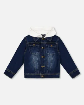 Deux Par Deux Boys Denim Jacket with Hood  F30U50  Navy Denim *