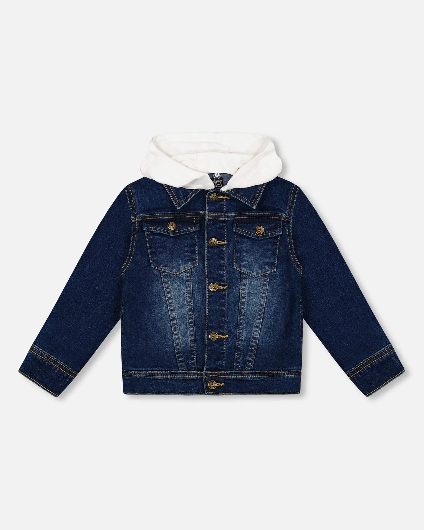 Deux Par Deux Boys Denim Jacket with Hood  F30U50  Navy Denim *