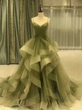 Elegant Dress For Formal Spaghetti Strap Green A Line Long Prom Dress Formal Evening Gown Party Dress