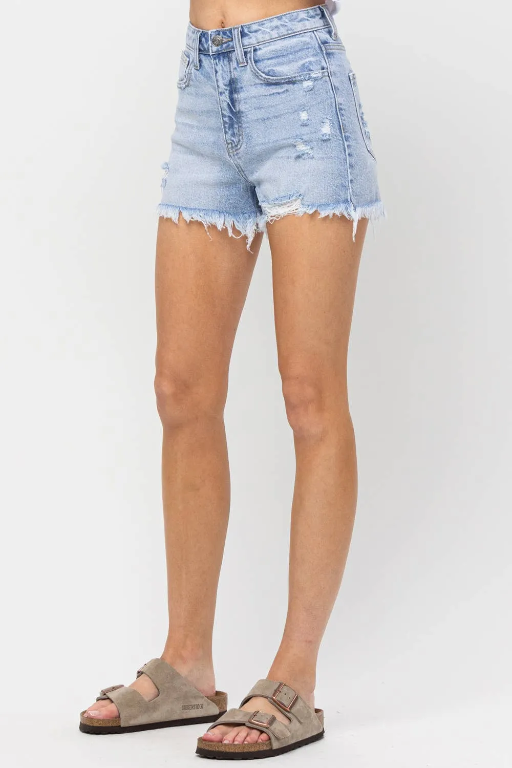 High Rise Frayed Shorts