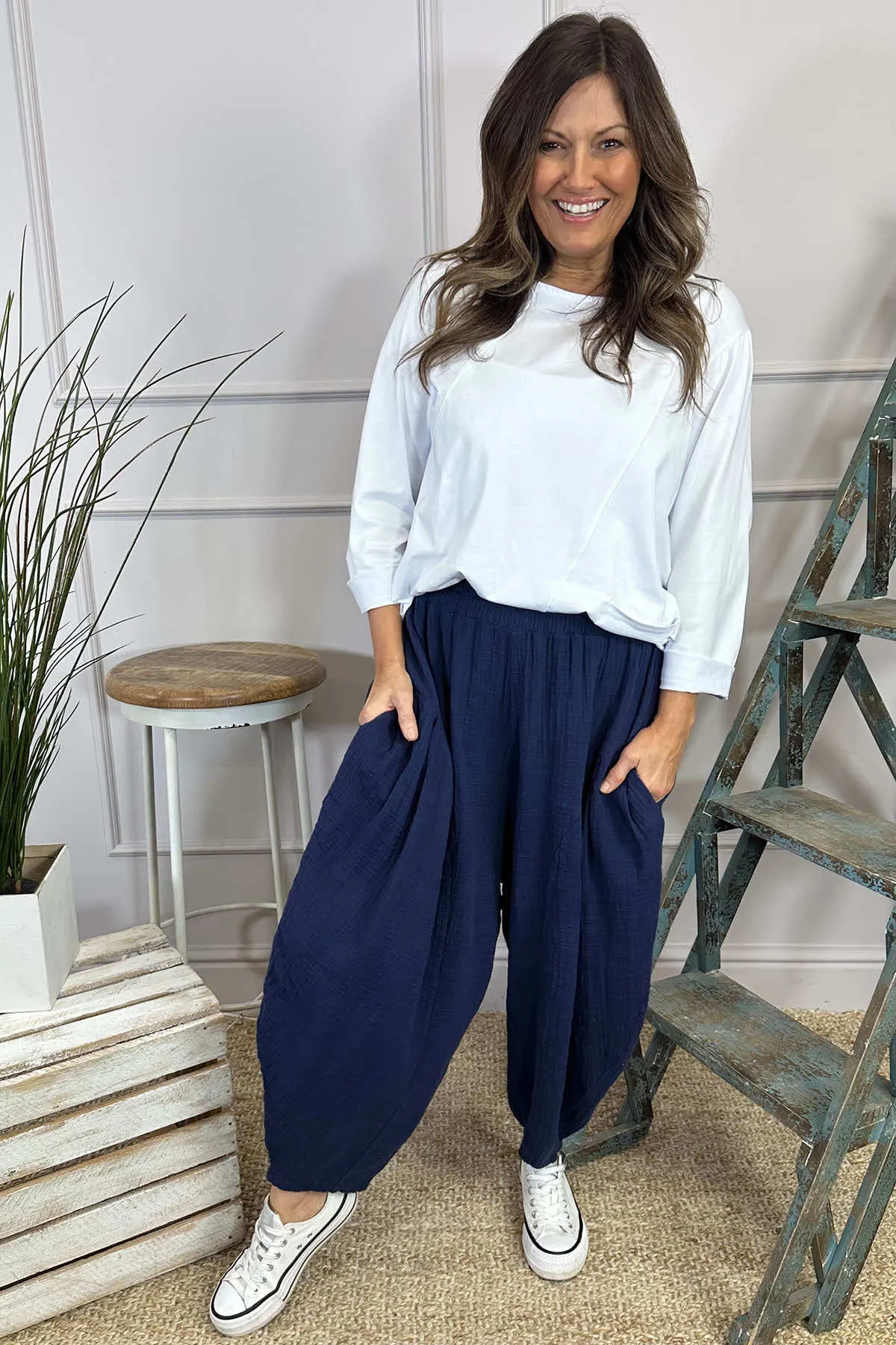 Kristin Cotton Trousers Navy