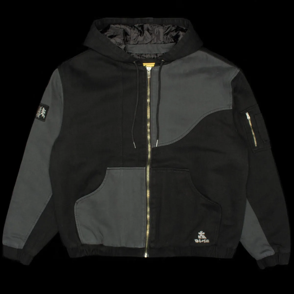 Panel Denim Hooded Bomber