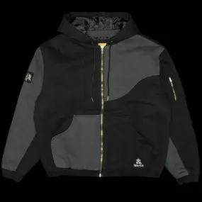 Panel Denim Hooded Bomber