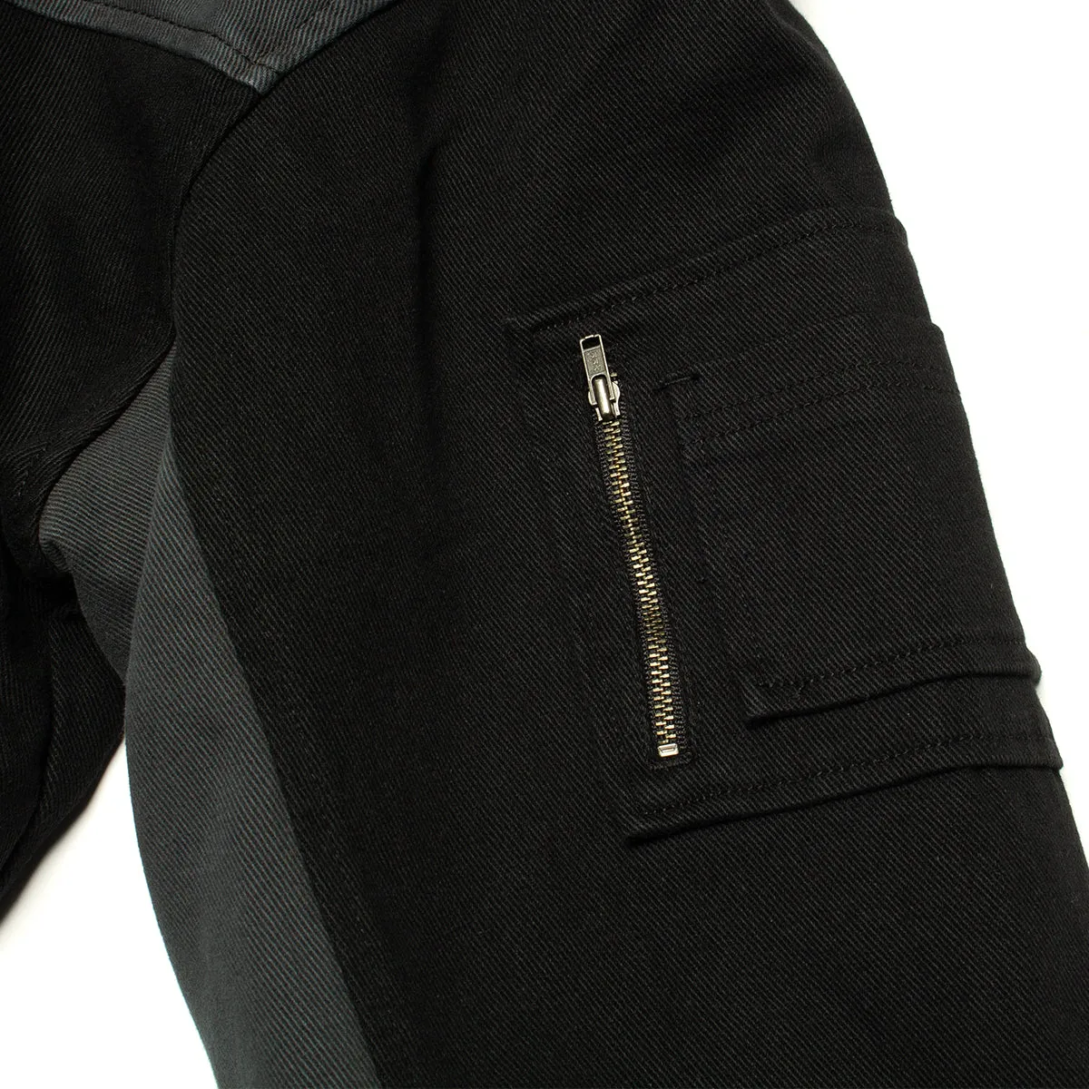 Panel Denim Hooded Bomber