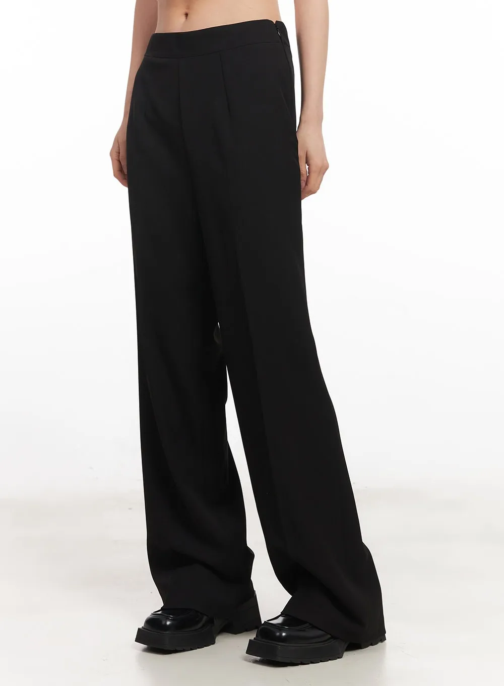 Side-Zip Loose-Fit Slacks CA516