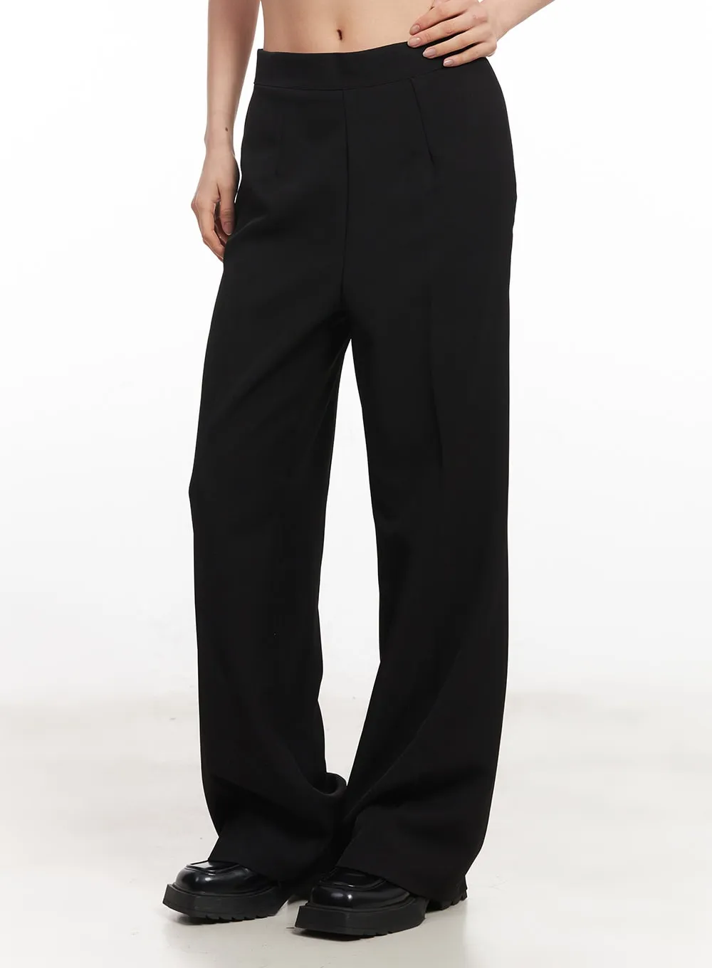 Side-Zip Loose-Fit Slacks CA516