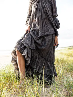 Swan skirt - (Linen Gauze) - denim blue