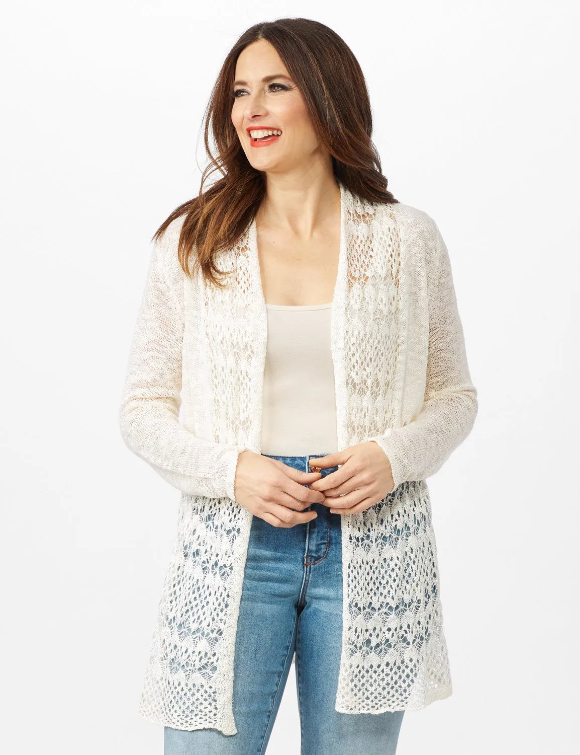 Textured Cardigan with Crochet Detail