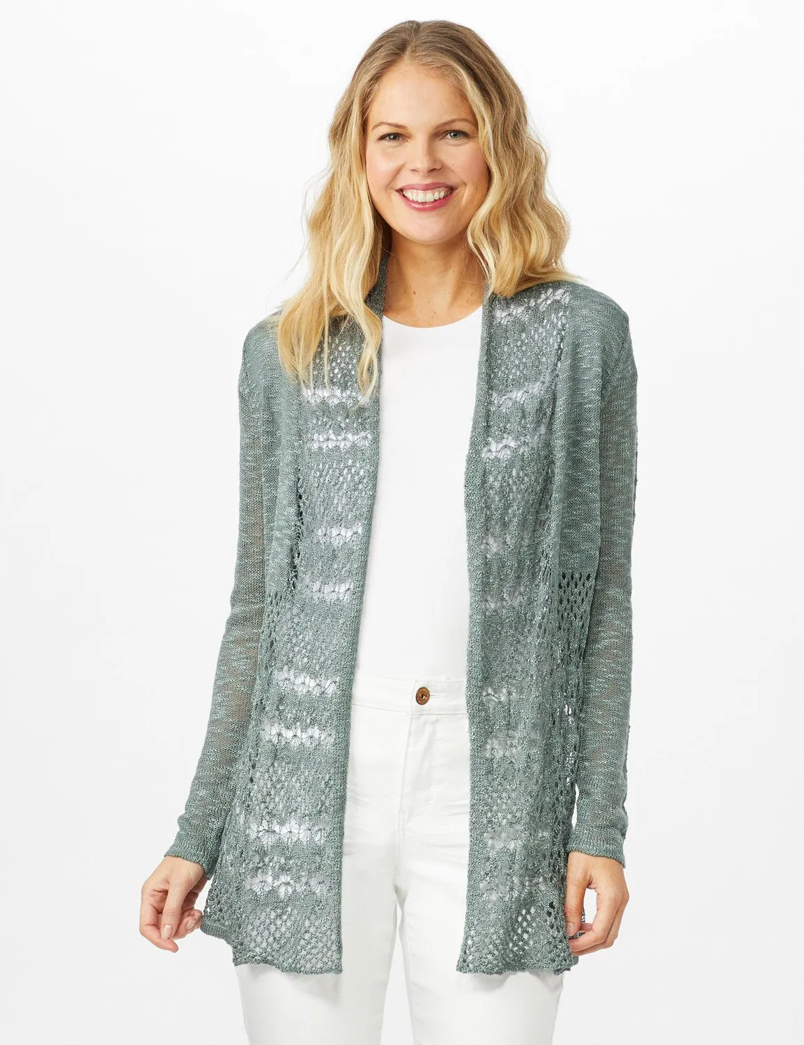 Textured Cardigan with Crochet Detail