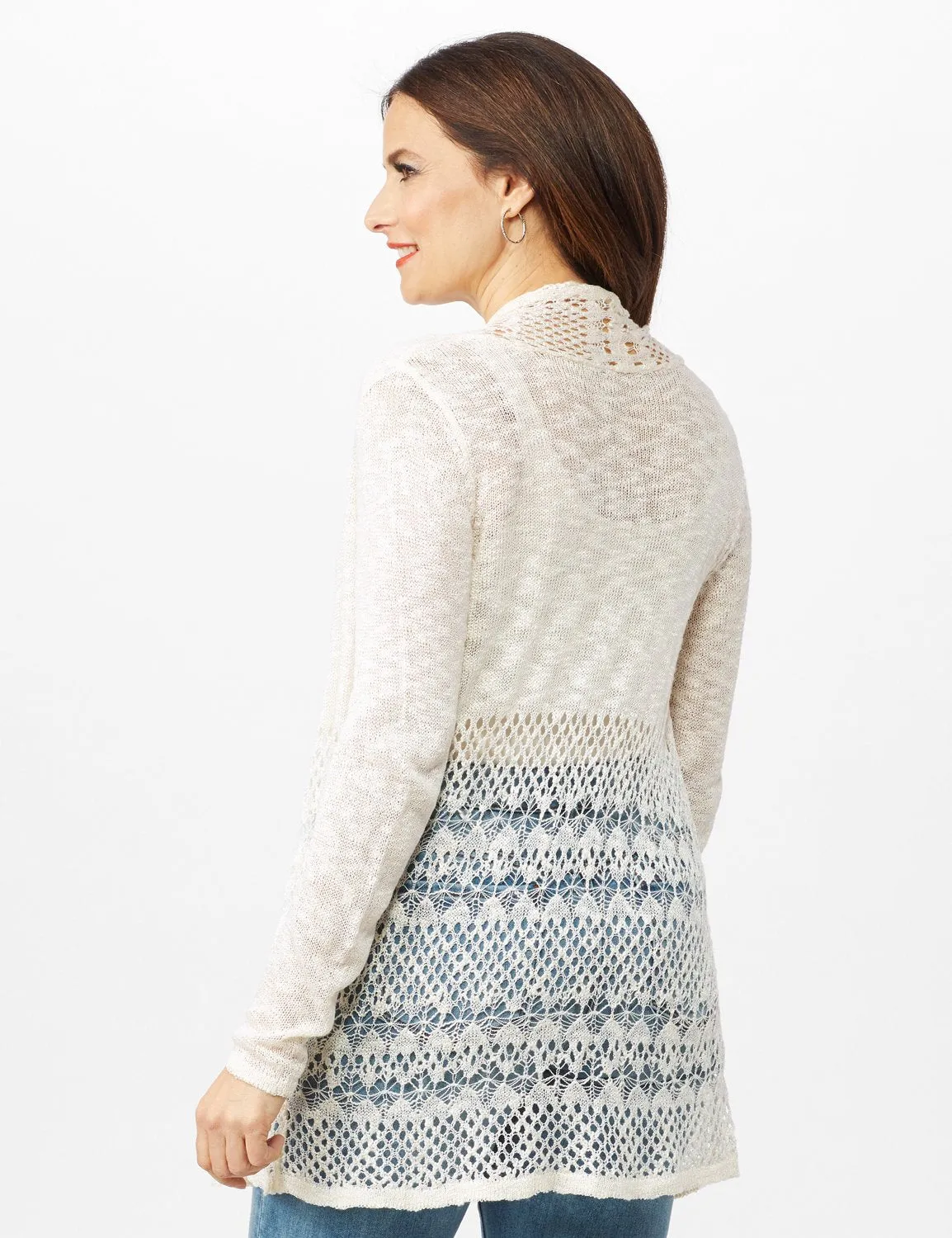 Textured Cardigan with Crochet Detail