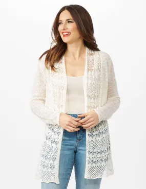 Textured Cardigan with Crochet Detail