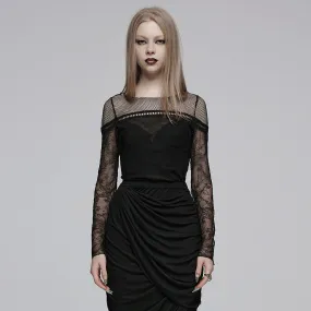 Translucency lace mesh T-shirt OZT-835TCF